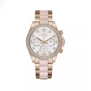 Women's Rose Gold-Tone and Blush Triple Link Mock-Chronograph watch